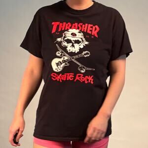 Vintage Thrasher Skate Rock T Shirt Tee Mens Medium Black Y2K Grunge